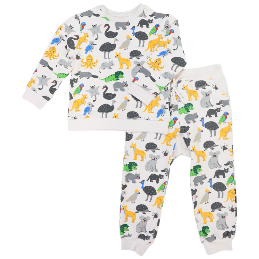 Australian Animals Pyjamas Grey