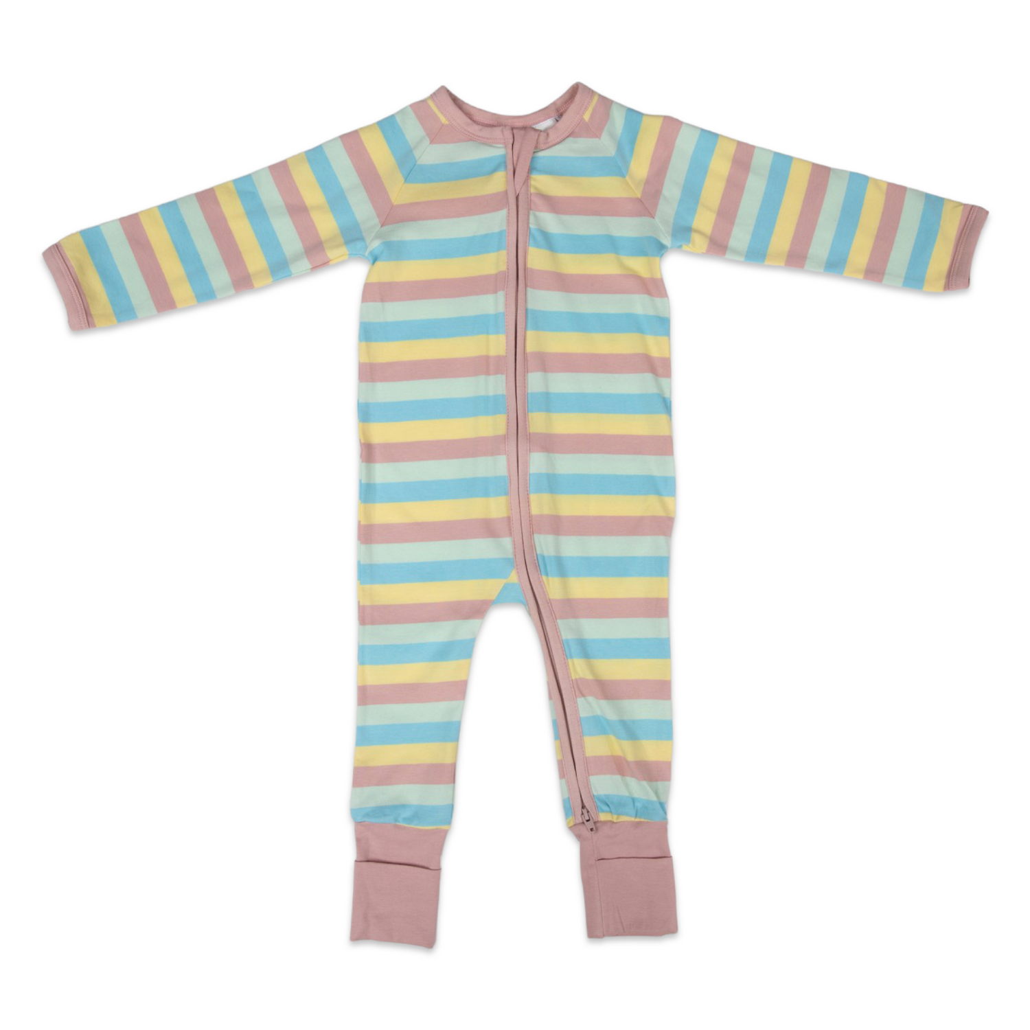 Stripes Zip Onesie Pink