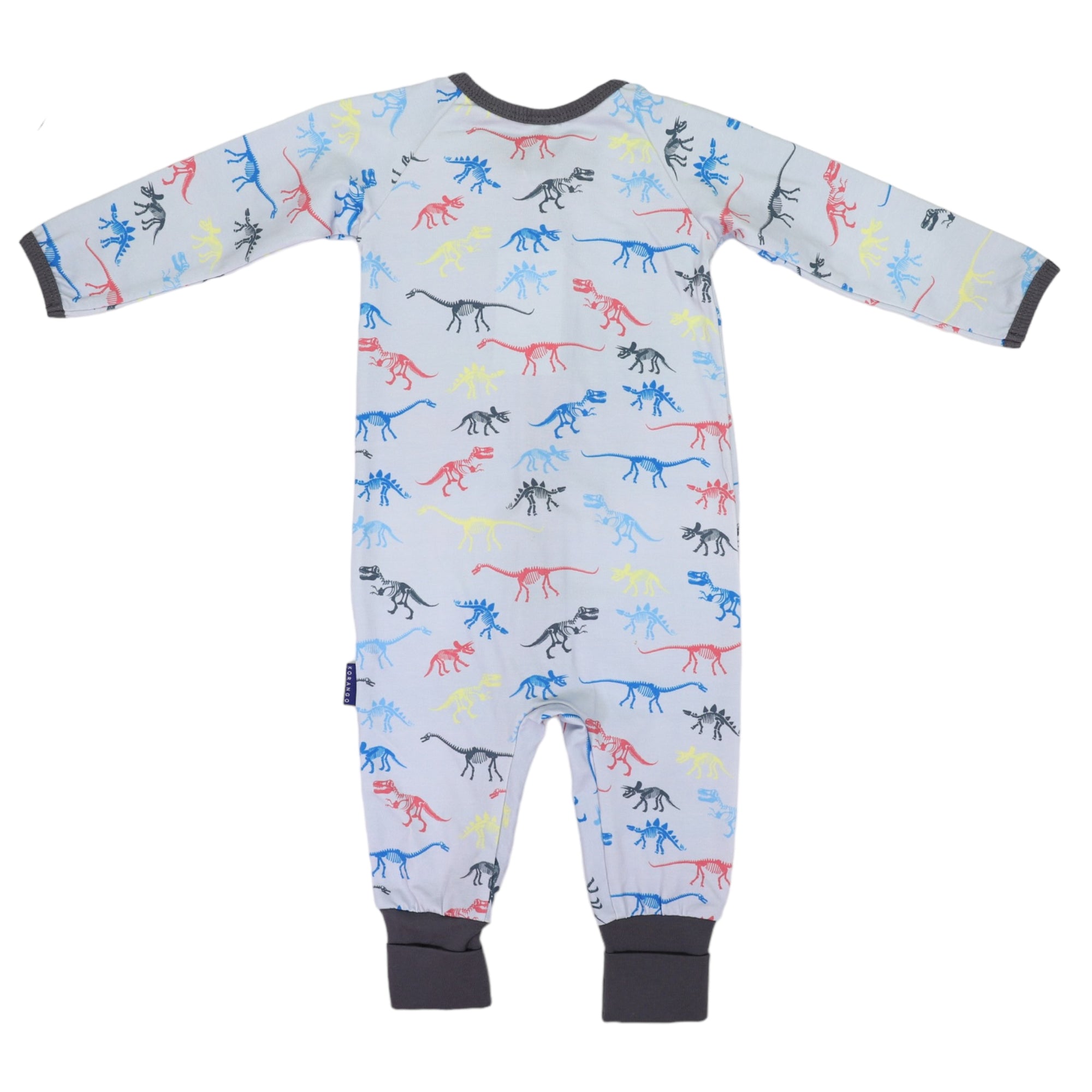 Dinosaur Long Sleeve Zip Onesie Charcoal