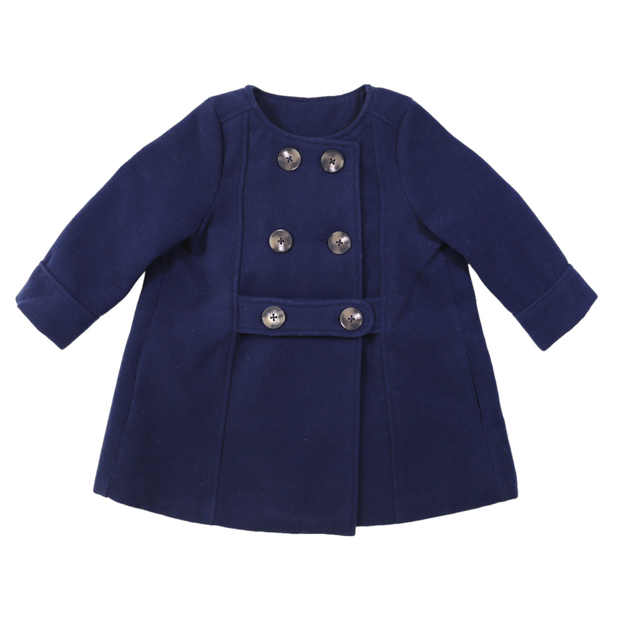 Double Breasted Satin Lined Overcoat Navy