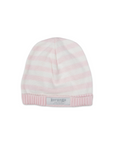 Striped Knit Beanie Baby Pink & White