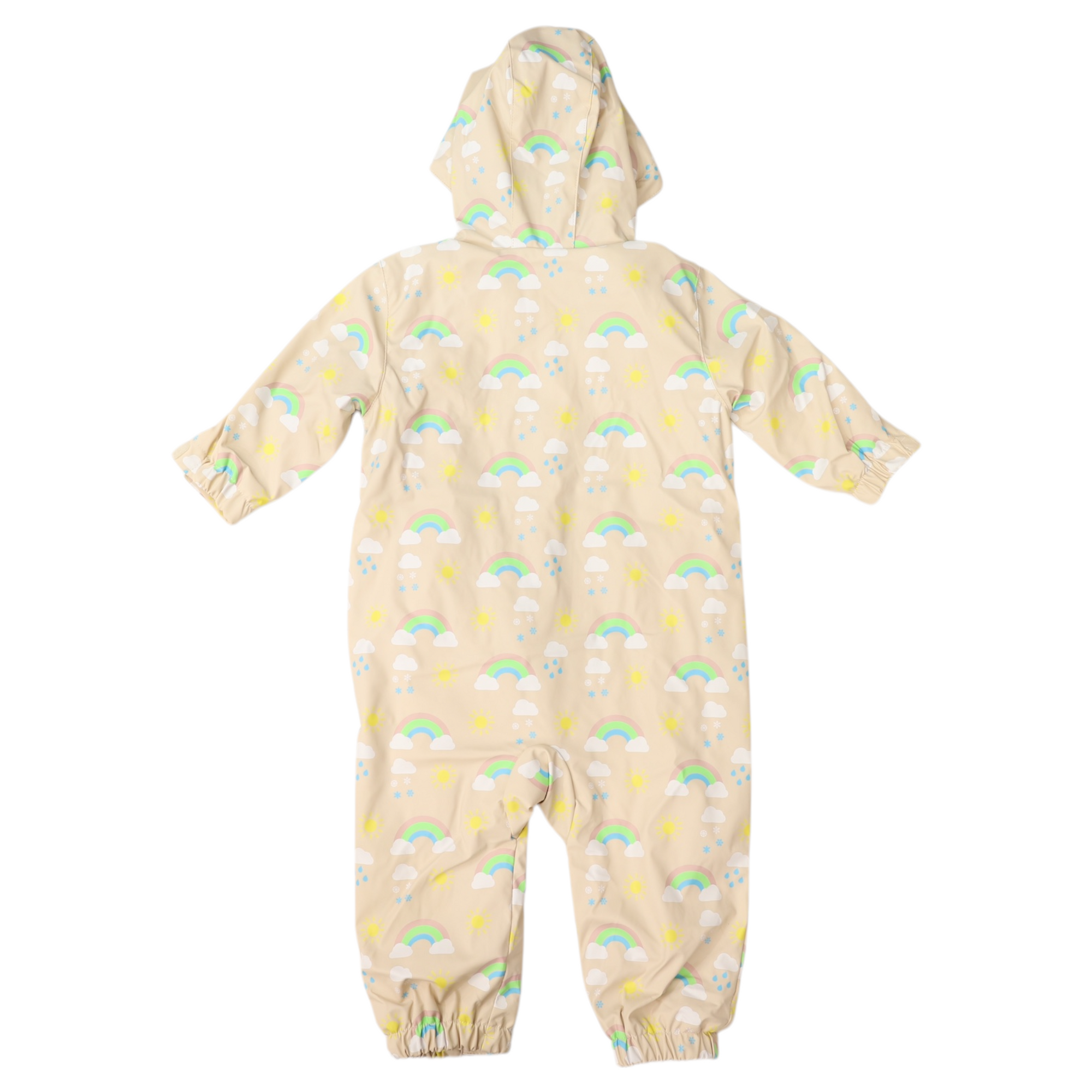 Sunshine &amp; Rainbows Polar Fleece Lined Zip Rain Suit Tapioca