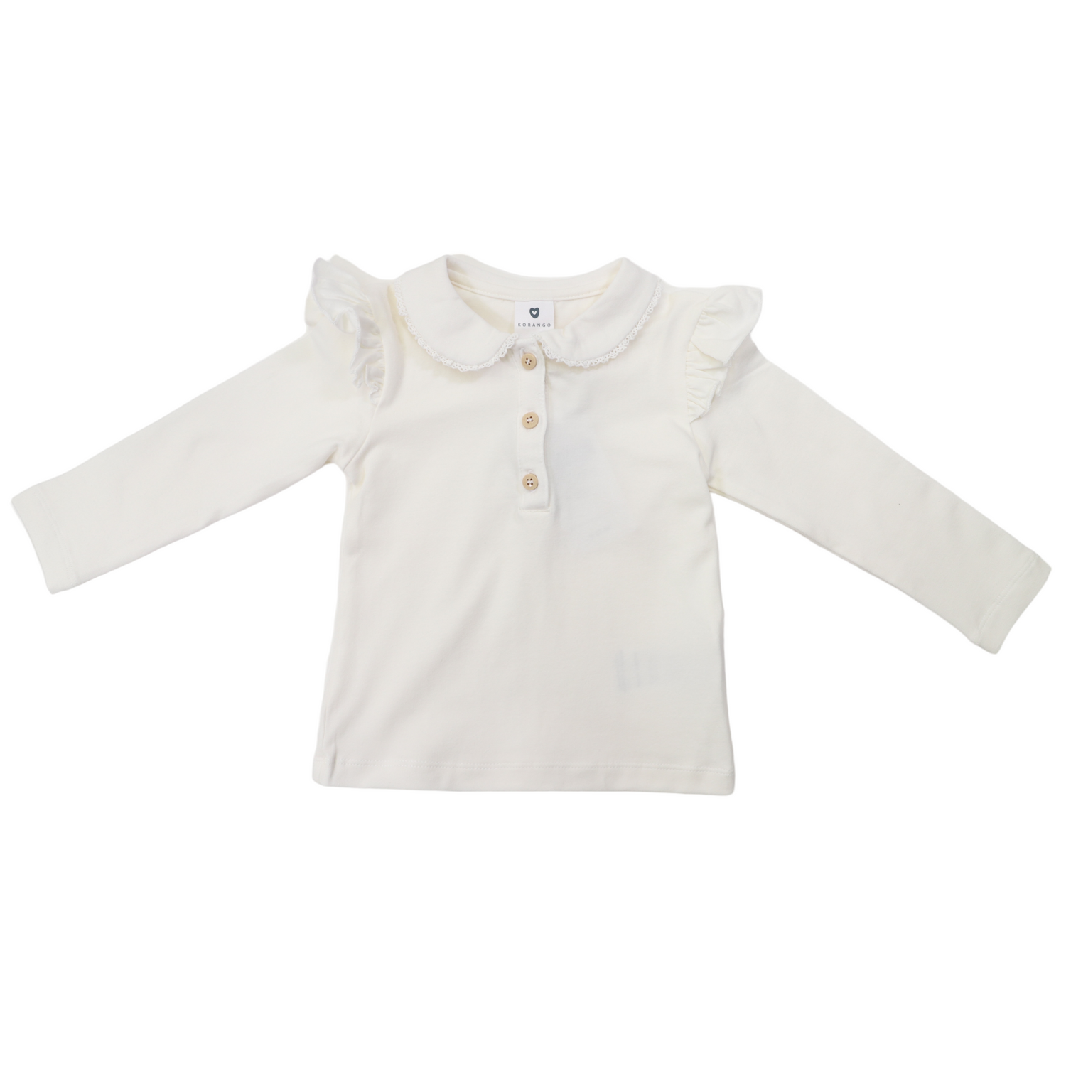 Frill Collared Cotton Blouse Beige