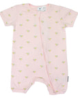 Unicorn Zip Short Sleeve Romper Light Pink