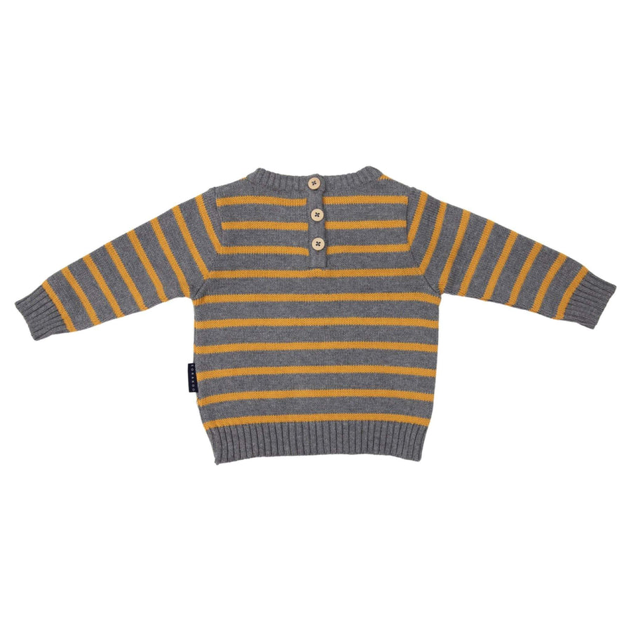 Truck Knit Sweater Charcoal Stripe