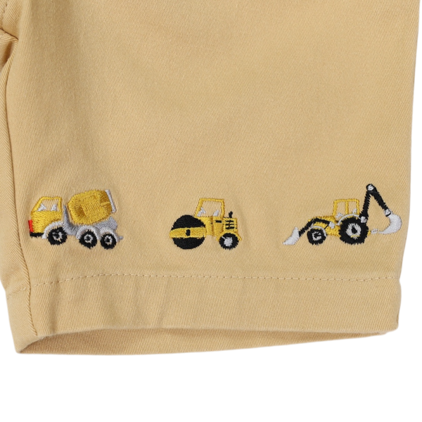 Trucks and Diggers Embroidered Twill Short Sand