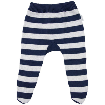 Striped Knit Leggings Navy/Grey