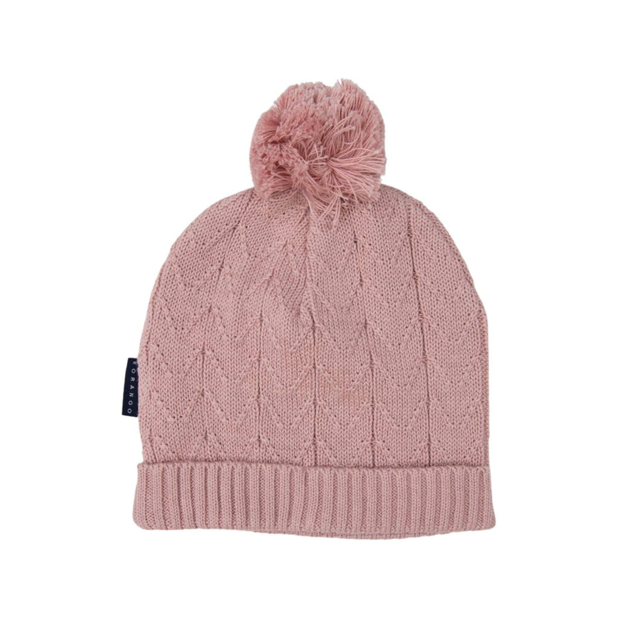 Herringbone Design Knit Beanie Dusty Pink