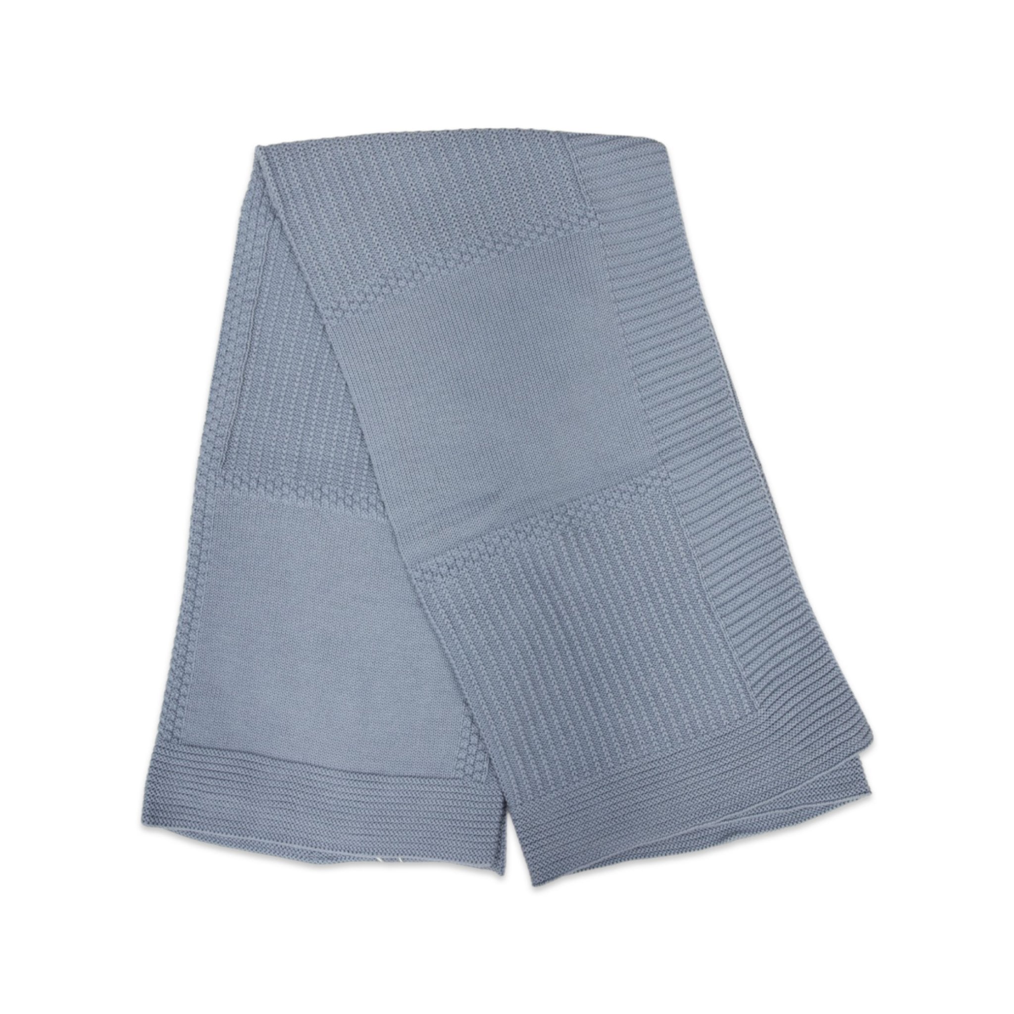 Cotton Modal Patch Knit Blanket Dusty Blue – Korango