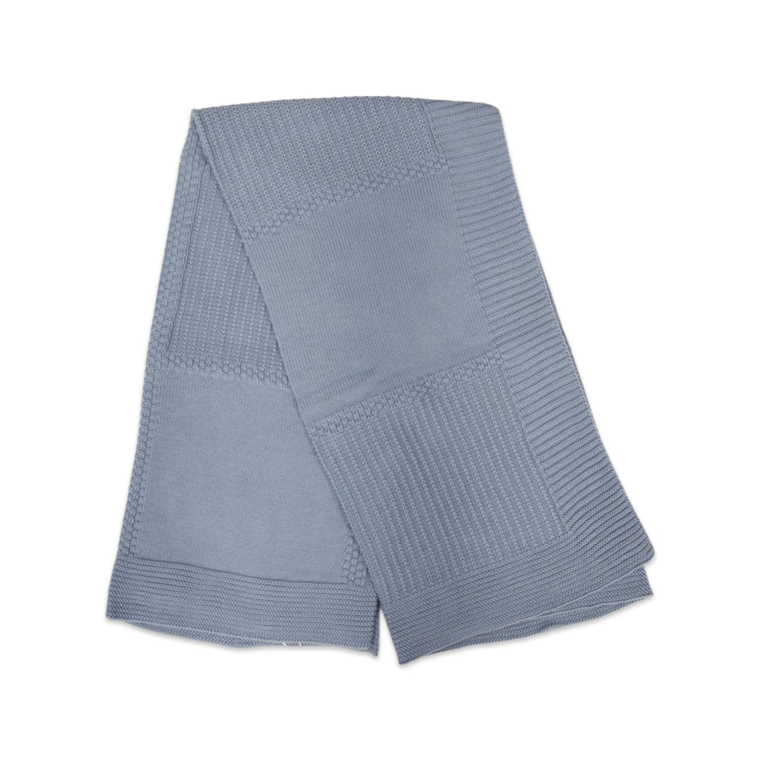 Cotton Modal Patch Knit Blanket Dusty Blue