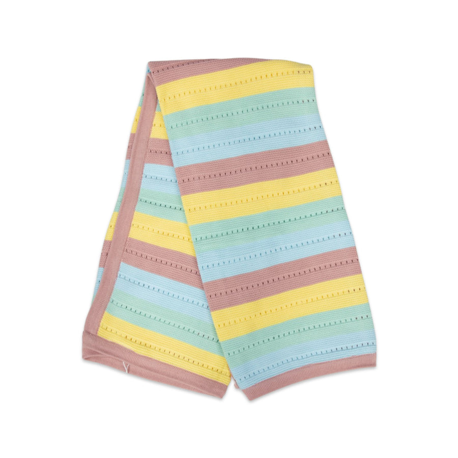Striped Knit Blanket Pink