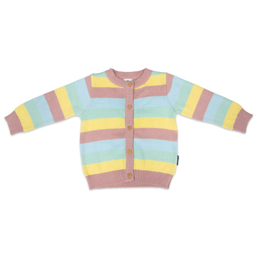 Knit Cardigan Rainbow Stripe