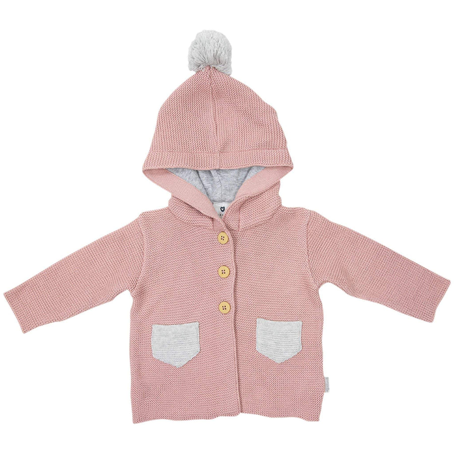 Hooded Knit Jacket Pink