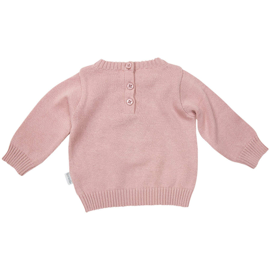 Knit Sweater with Kangaroo Applique Pink