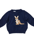 Knit Sweater with Kangaroo Applique Navy