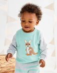 Knit Sweater with Kangaroo Applique Mint