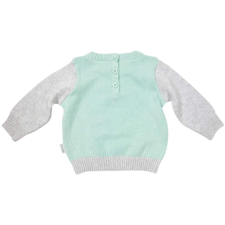 Knit Sweater with Kangaroo Applique Mint