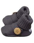 Cotton Knit Button Bootie with Gift Box Charcoal