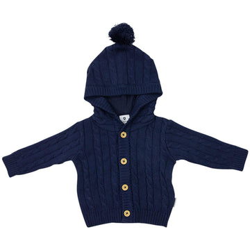 Lined Cable Knit Jacket Navy