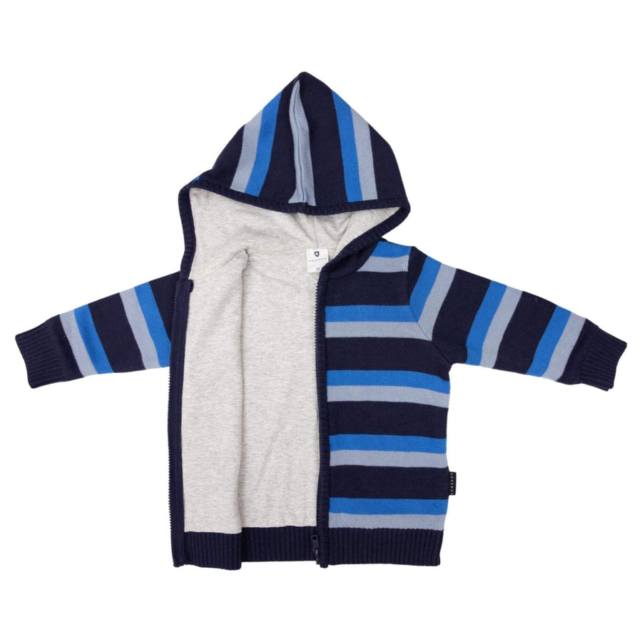 Lined Knit Jacket Blue Stripe