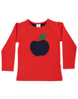 Long Sleeve Top with Apple Applique