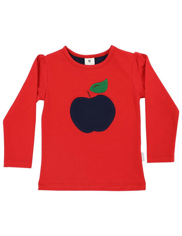 Long Sleeve Top with Apple Applique