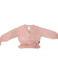 Knit Cardigan with Ruffles Pink