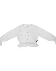 Knit Cardigan with Ruffles White