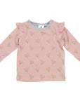 Long Sleeve Top With Flower Print Pink