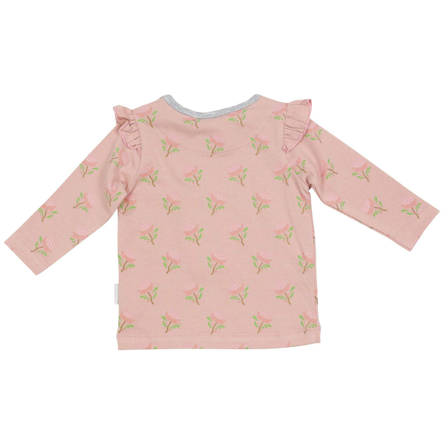 Long Sleeve Top With Flower Print Pink