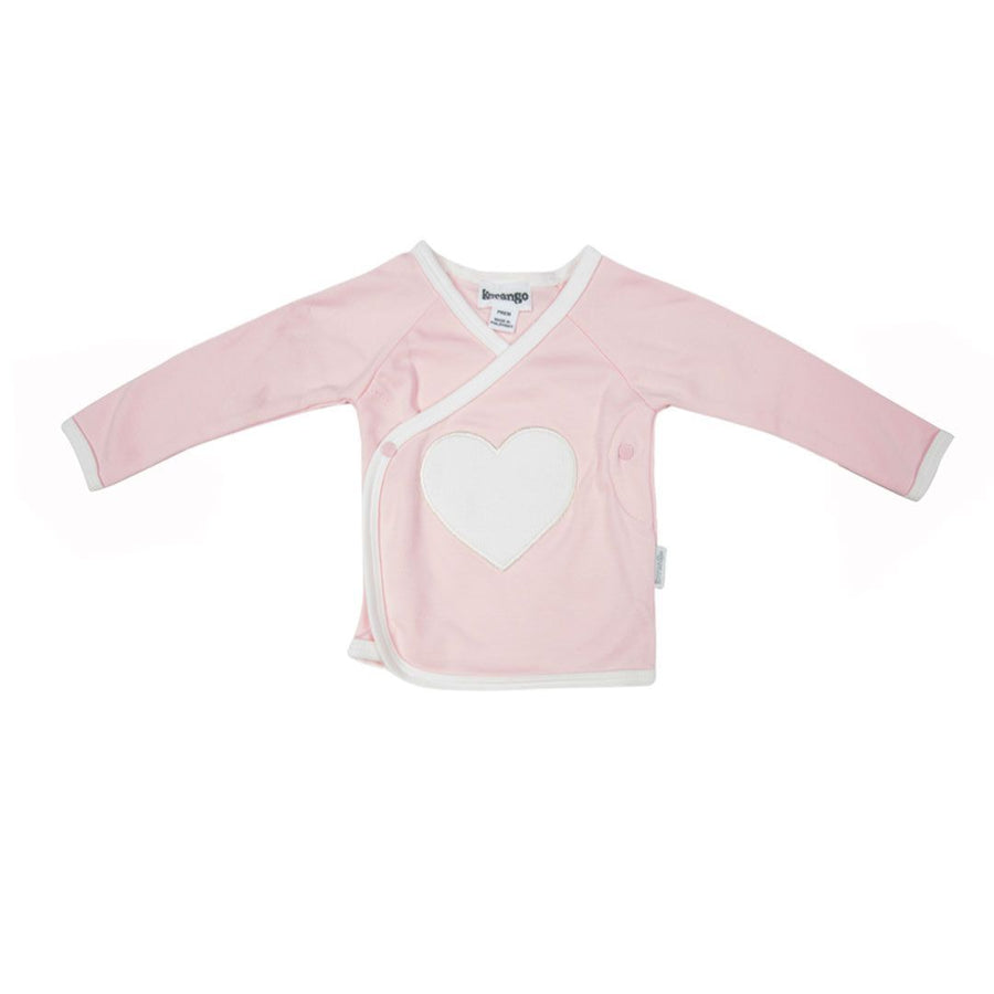 Long Sleeve Top with Heart Applique Pink