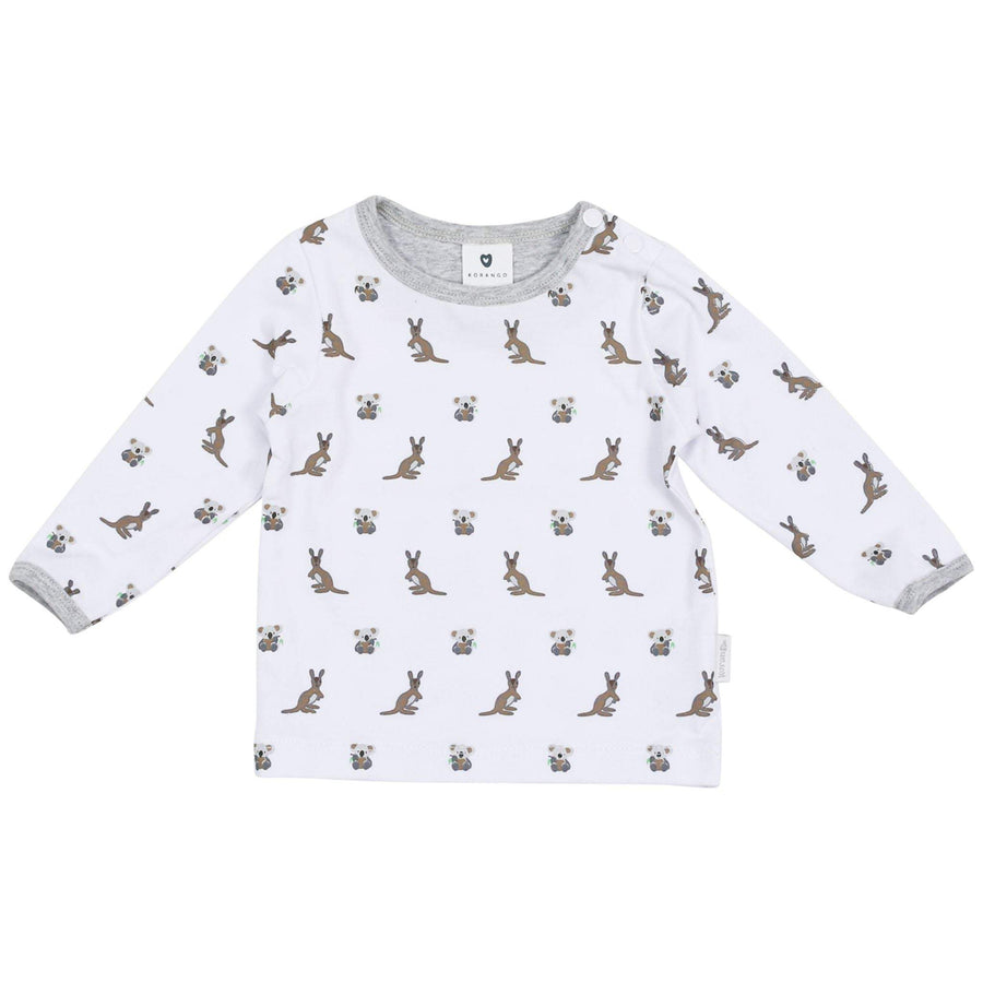 The Kangaroo and Koala Long Sleeve Printed Top Grey