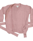 Cable Knit Cardigan with Tie Pink