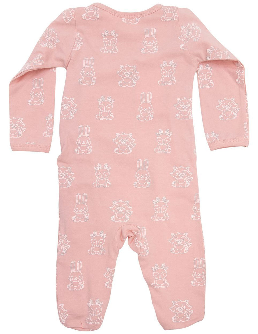 Organic Cotton Long Sleeve Romper Pink Print