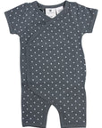 Organic Cotton Short Sleeve Romper Charcoal Spot