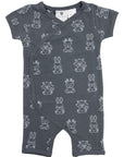 Organic Cotton Short Sleeve Romper Charcoal Print