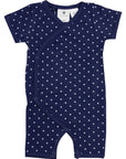 Organic Cotton Short Sleeve Romper Navy Spot