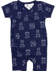 Organic Cotton Short Sleeve Romper Navy Print