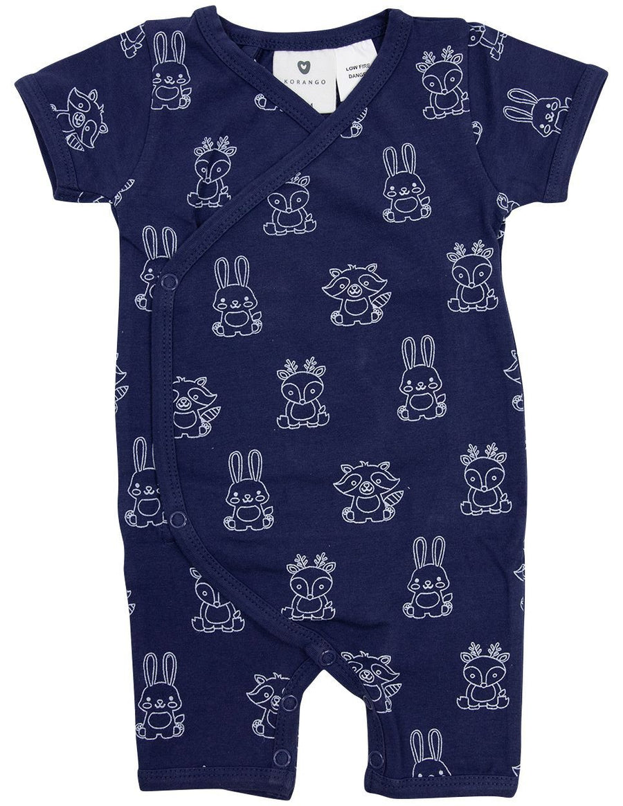 Organic Cotton Short Sleeve Romper Navy Print