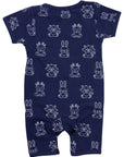 Organic Cotton Short Sleeve Romper Navy Print