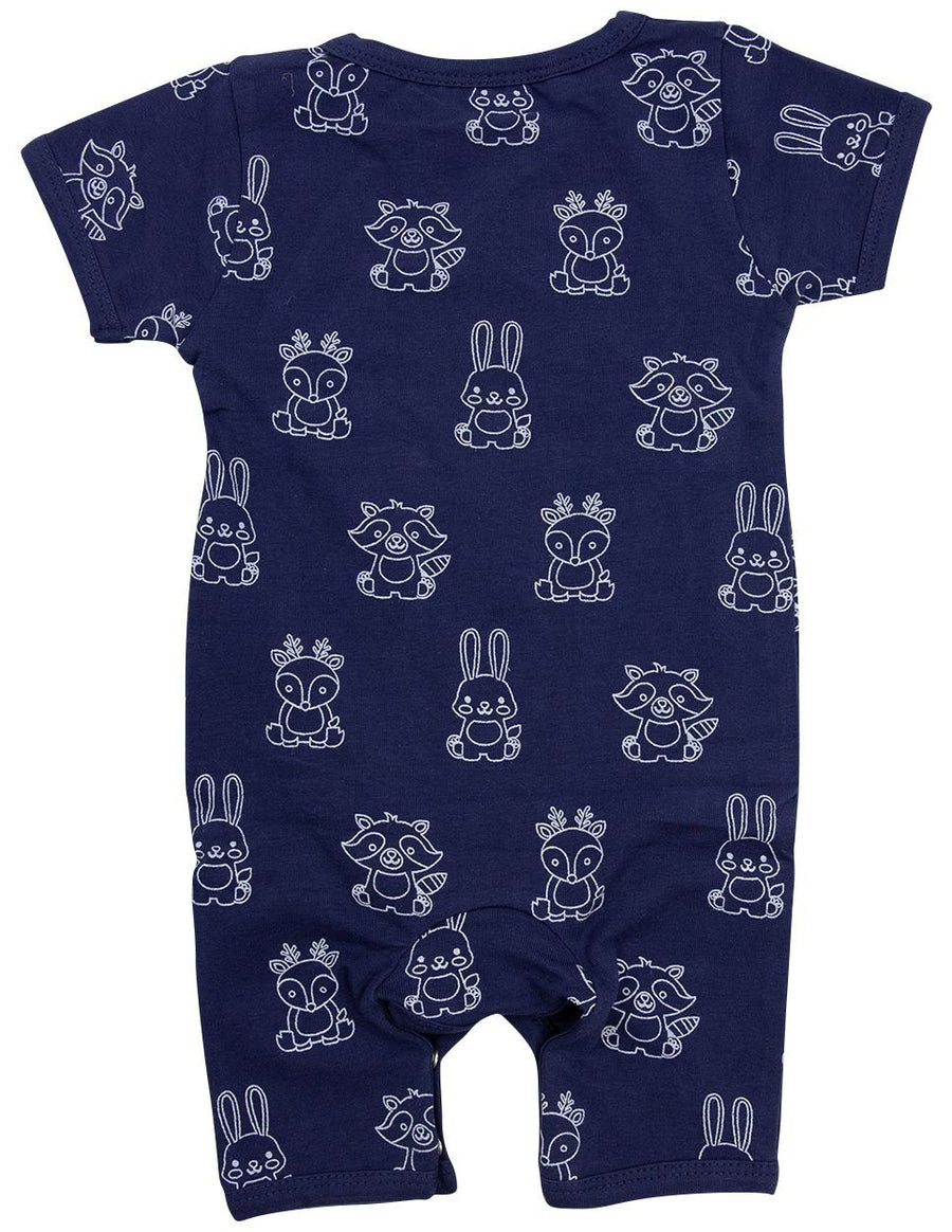 Organic Cotton Short Sleeve Romper Navy Print