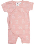 Organic Cotton Short Sleeve Romper Pink Print