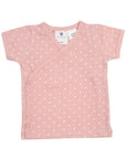 Organic cotton Short Sleeve Top Pink Spot