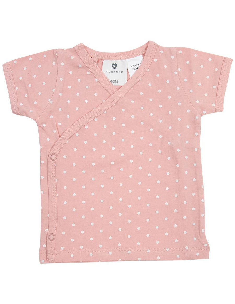 Organic cotton Short Sleeve Top Pink Spot