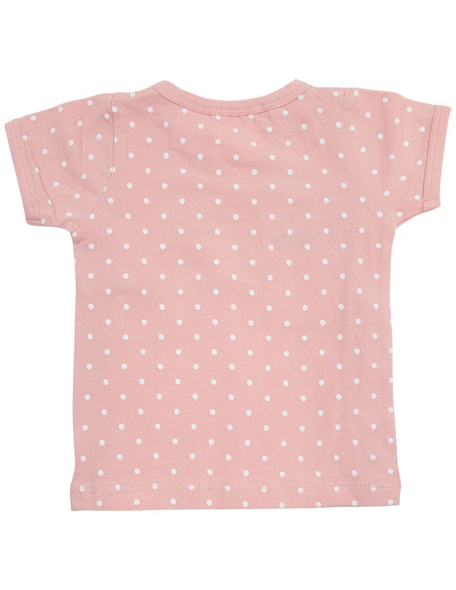 Organic cotton Short Sleeve Top Pink Spot