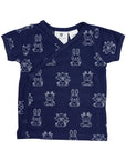 Organic Cotton Short Sleeve Top Navy Print