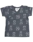 Organic Cotton Top Charcoal Print