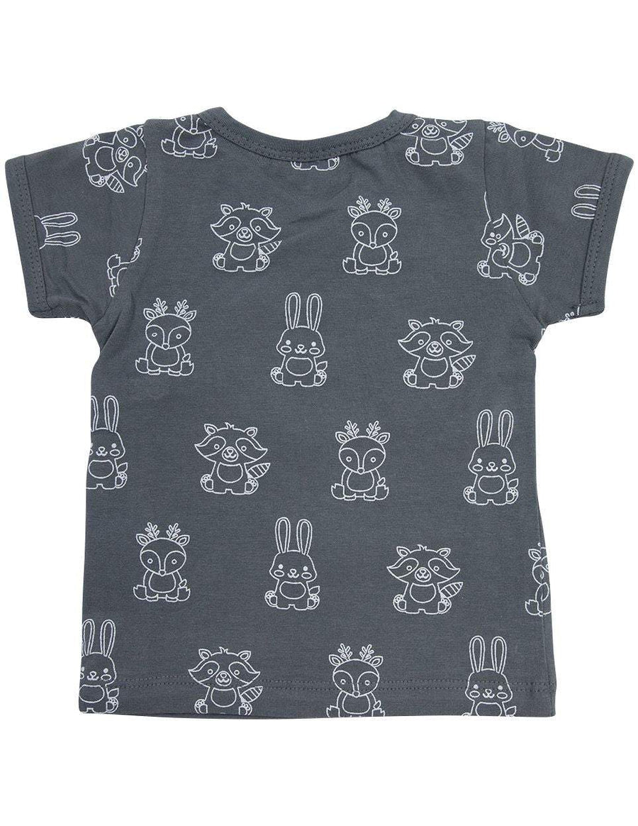 Organic Cotton Top Charcoal Print