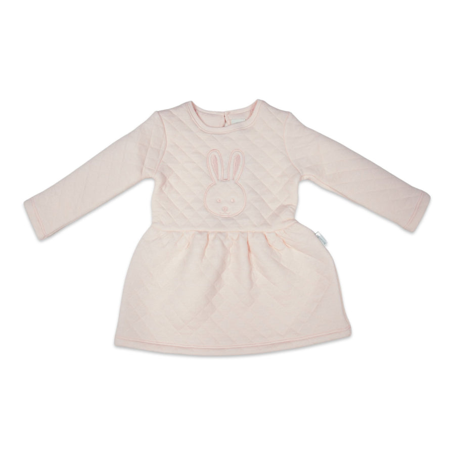 Quilted Dress with Bunny Applique Pink