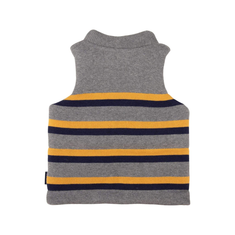 Padded Knit Striped Vest with Zip Charcoal